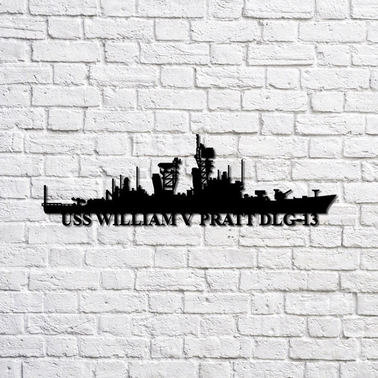 US Navy Metal Sign, Uss William V Pratt Dlg13 Navy Ship Metal Sign, Memory Wall Metal Sign, Navy Veteran Metal Sign