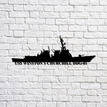 US Navy Metal Sign, Uss Winston S Churchill Ddg81 Navy Ship Metal Sign, Memory Wall Metal Sign, Navy Veteran Metal Sign