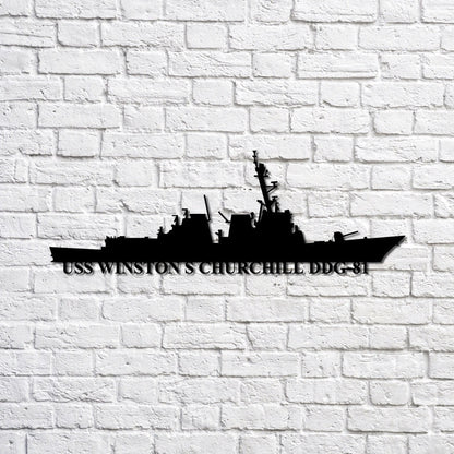 US Navy Metal Sign, Uss Winston S Churchill Ddg81 Navy Ship Metal Sign, Memory Wall Metal Sign, Navy Veteran Metal Sign