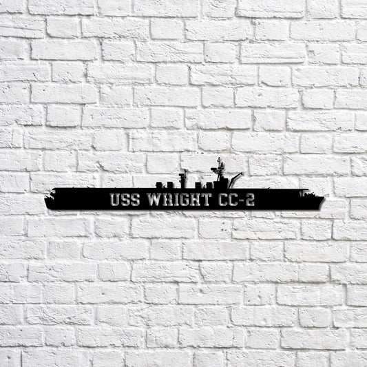 US Navy Metal Sign, Uss Wright Cc2 Navy Ship Metal Sign, Memory Wall Metal Sign, Navy Veteran Metal Sign