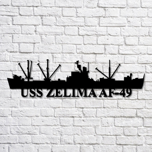 US Navy Metal Sign, Uss Zelima Af49 Navy Ship Metal Art, Custom Us Navy Ship Cut Metal Sign, Navy Veteran Metal Sign
