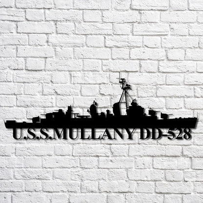 US Navy Metal Sign, Ussmullany Dd528 Navy Ship Metal Art, Custom Us Navy Ship Cut Metal Sign, Navy Veteran Metal Sign