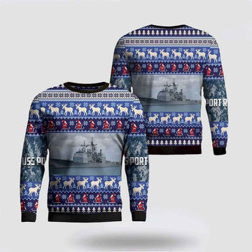 US Navy USS Port Royal Christmas Sweater 3D, Sweater For Military Personnel