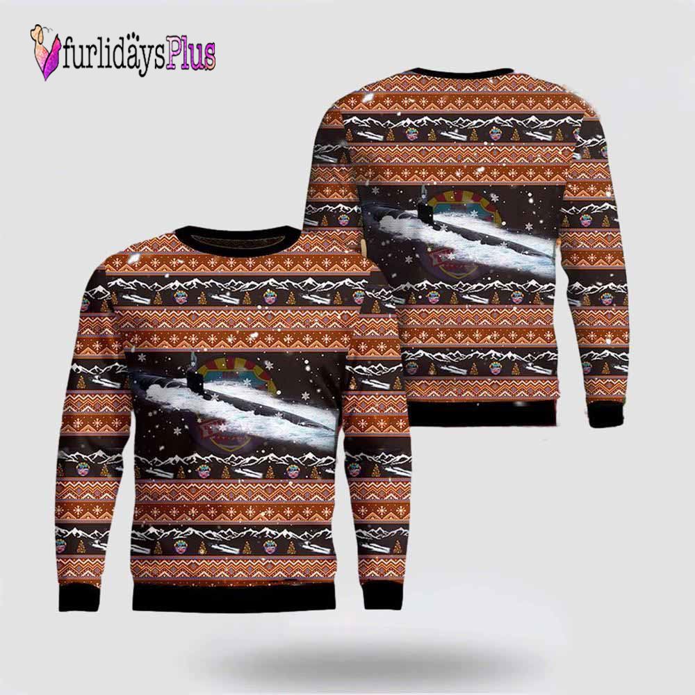 US Navy USS Tucson (SSN-770) Christmas AOP Sweater 3D, Gift For Military Personnel