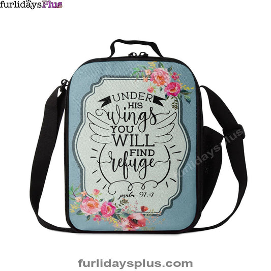 Under His Wings You Will Find Refuge Psalm 914 Bible Verse Lunchbag Art, Bible Verse Lunchbag, Scripture Lunch Bag