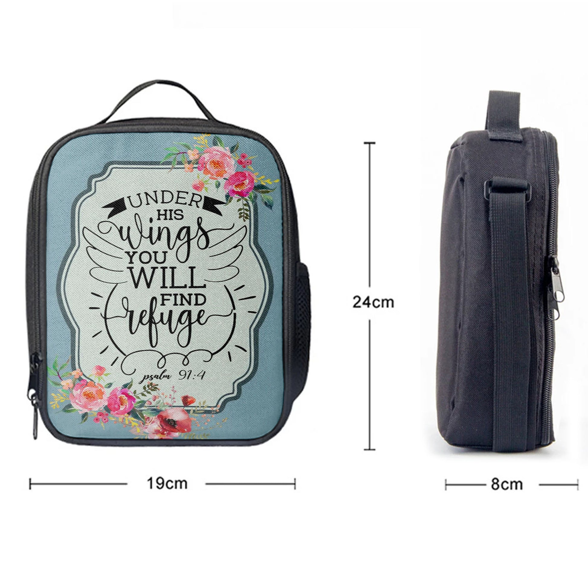 Under His Wings You Will Find Refuge Psalm 914 Bible Verse Lunchbag Art, Bible Verse Lunchbag, Scripture Lunch Bag