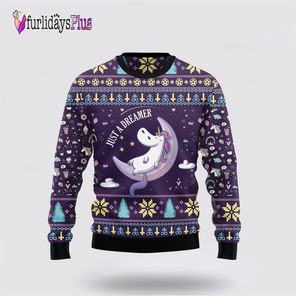 Unicorn Dreamer Funny Family Ugly Christmas Holiday Sweater, Best Gift For Christmas