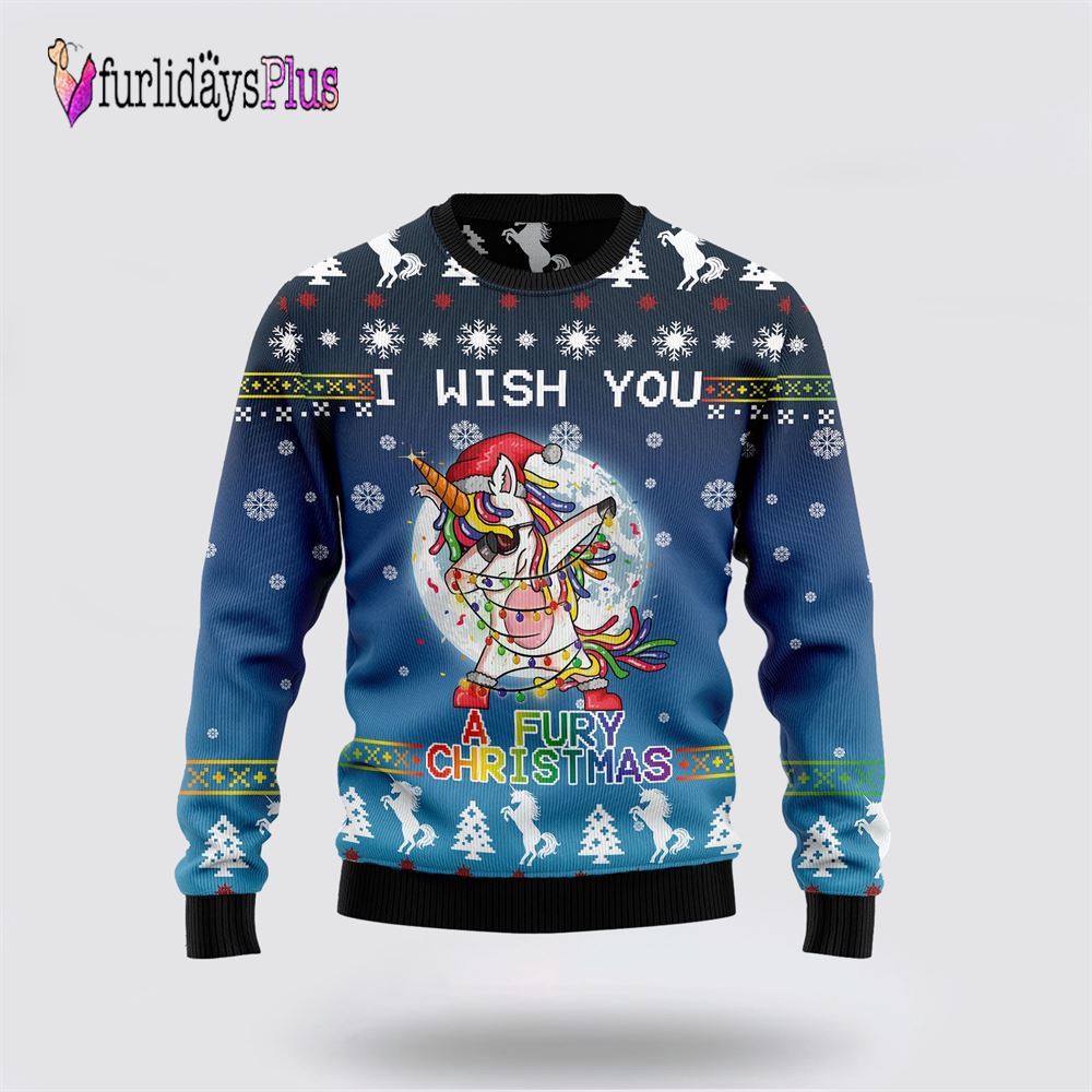 Unicorn Fury Ugly Christmas Sweater, Best Gift For Christmas
