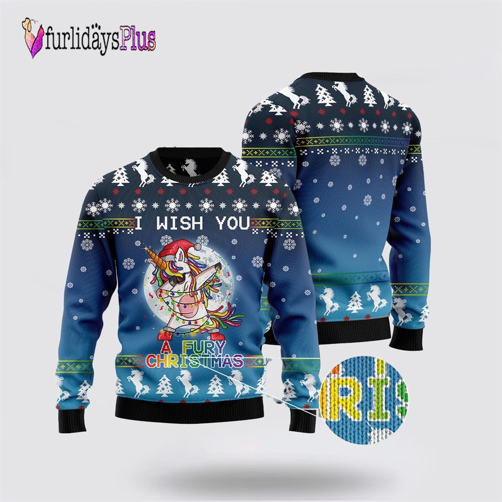 Unicorn Fury Ugly Christmas Sweater, Best Gift For Christmas