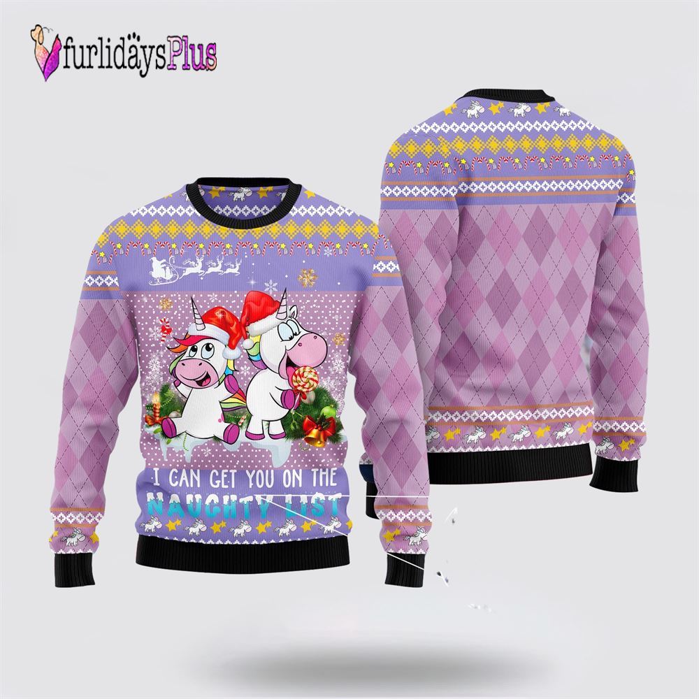 Unicorn Naughty List Ugly Christmas Sweater, Best Gift For Christmas