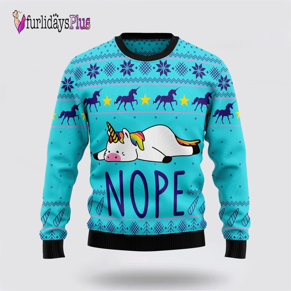 Unicorn Nope Ugly Christmas Sweater, Best Gift For Christmas