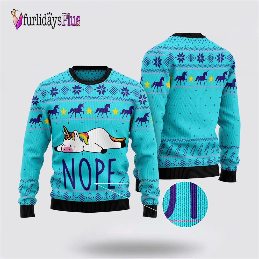 Unicorn Nope Ugly Christmas Sweater, Best Gift For Christmas