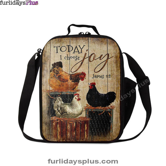 Unique Chicken Today I Choose Joy Lunch Bag, Christian Art, Bible Verse Lunch Bag