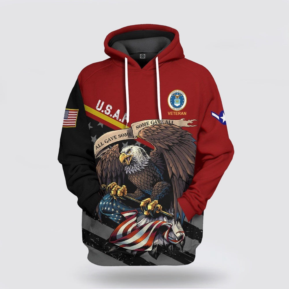 United States Air Force Veteran Red Custom Rank Hoodie Apparel