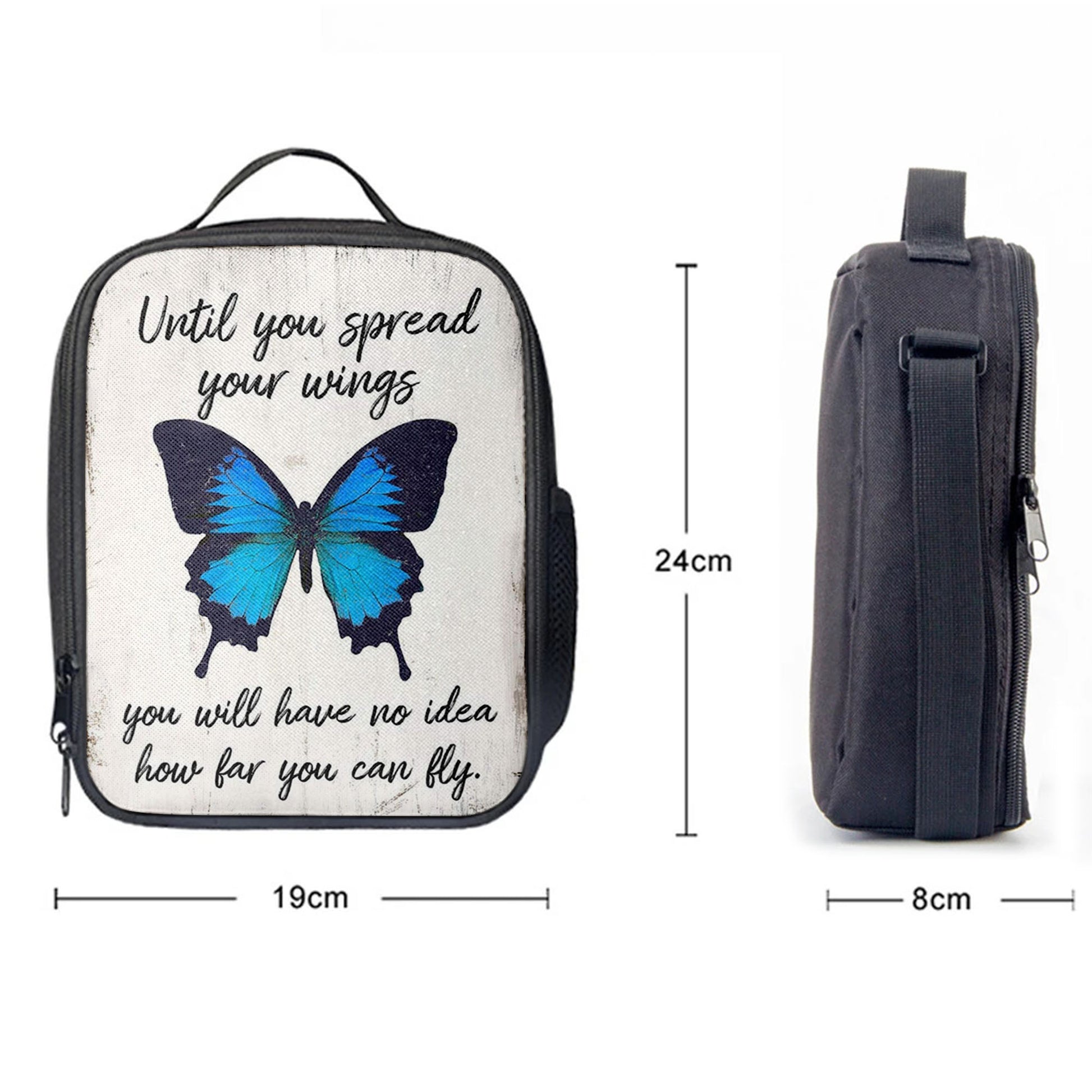 Until You Spead Your Wings Lunchbag -Inspirational Butterfly Lunch Bag, Encouragement Gift For Women, Girls, Teens