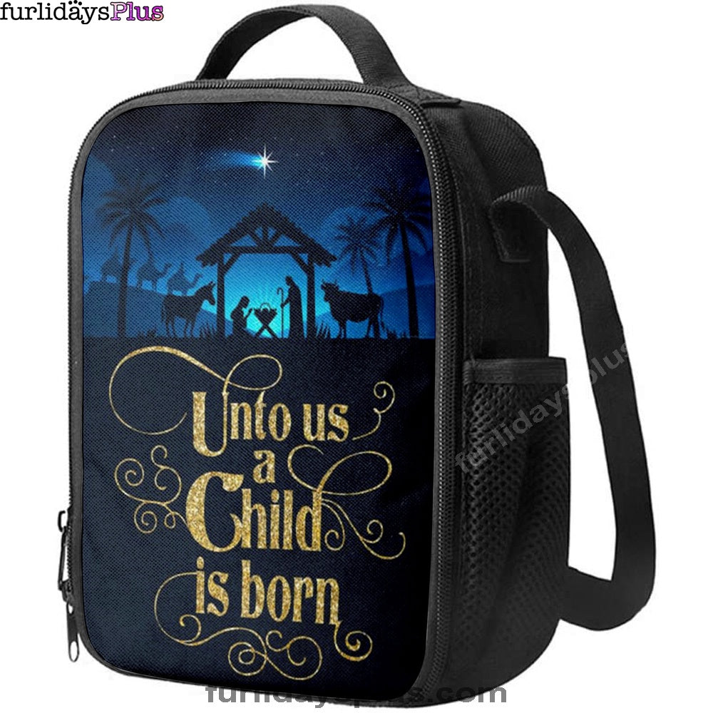 Unto Us A Child Is Born Nativity Of Jesus Christian Christmas Lunchbag, Bible Verse Lunchbag, Scripture Lunch Bag