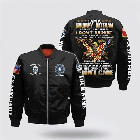 Us Air Force Bomber Jacket, Personalized Name Rank US Space Force I Served I Sacrificed Bomber Jacket