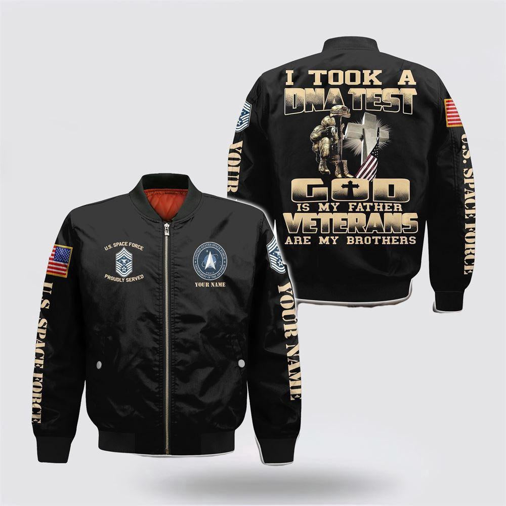 Us Air Force Bomber Jacket, Personalized Name Rank US Space Force Veteran Military Are My Brothers Bomber Jacket