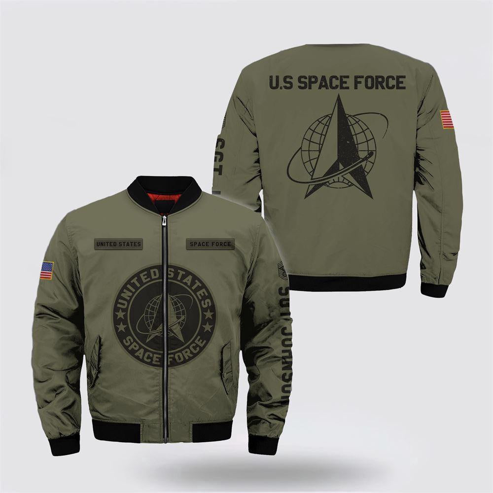 Us Air Force Bomber Jacket, Personalized Name Rank Us Space Force Military Bomber Jacket Men Ranks