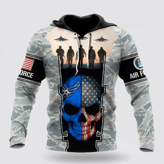 Us Air Force Hoodie, Us Air Force Skull 3D All Over Printed Hoodie