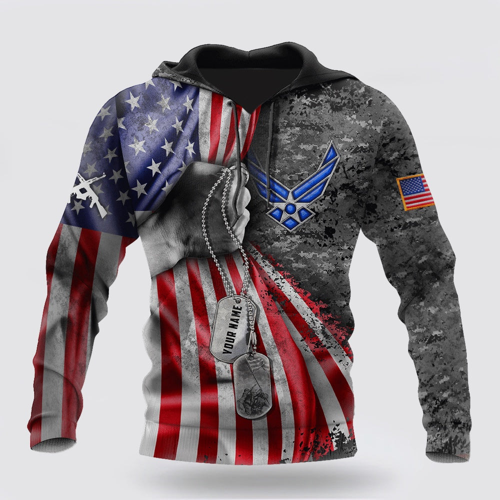 Us Air Force Tag Custom Name 3D Hoodie For Men And Women Hoodie