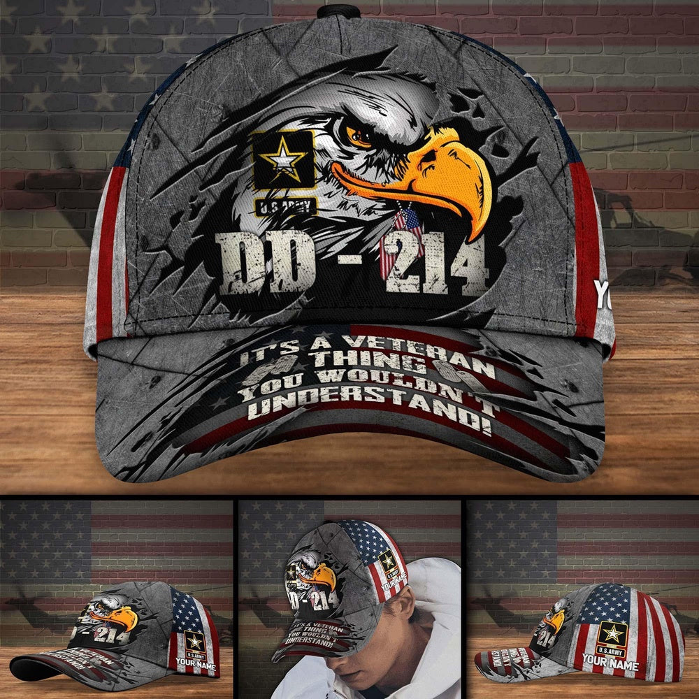 Us Army Baseball Cap, US Army DD 214 It's A Veteran Thing, You Wouldn't Understand Veteran Militarty Hat Cap, Custom Cap
