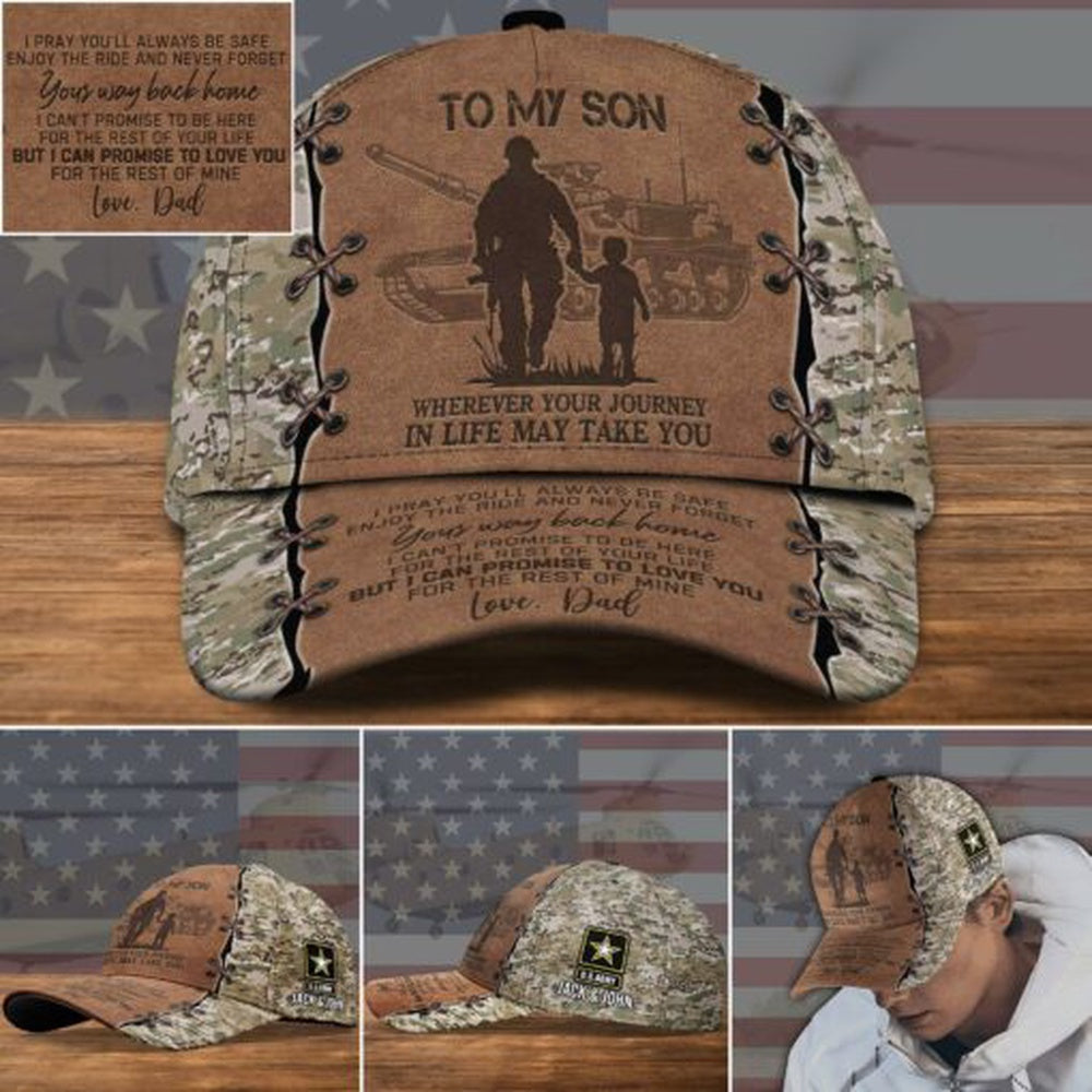 Us Army Baseball Cap, US Army Military Veteran Hat Cap, To My Son Gifts Custom Cap