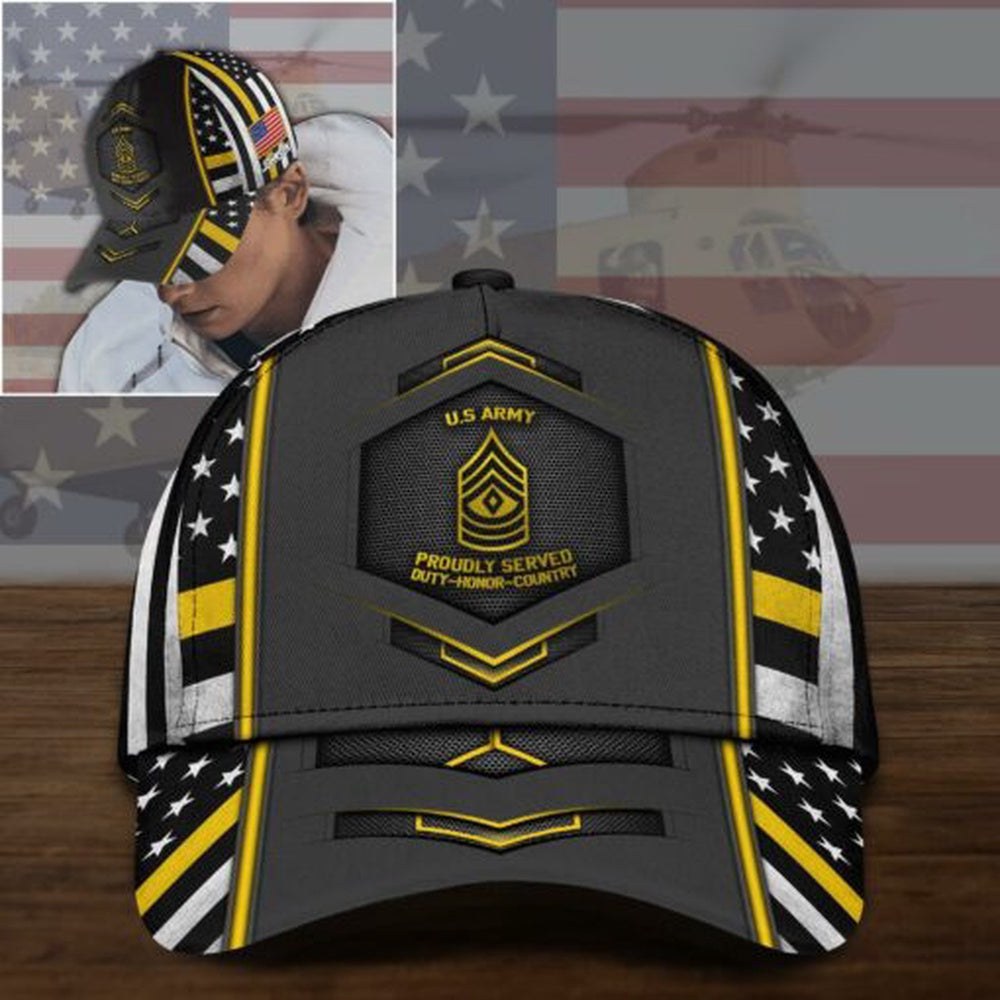 Us Army Baseball Cap, US Army Proudly Served Military Hat, Veteran Cap, Gifts For Veteran Custom Cap All Over Printedẽ