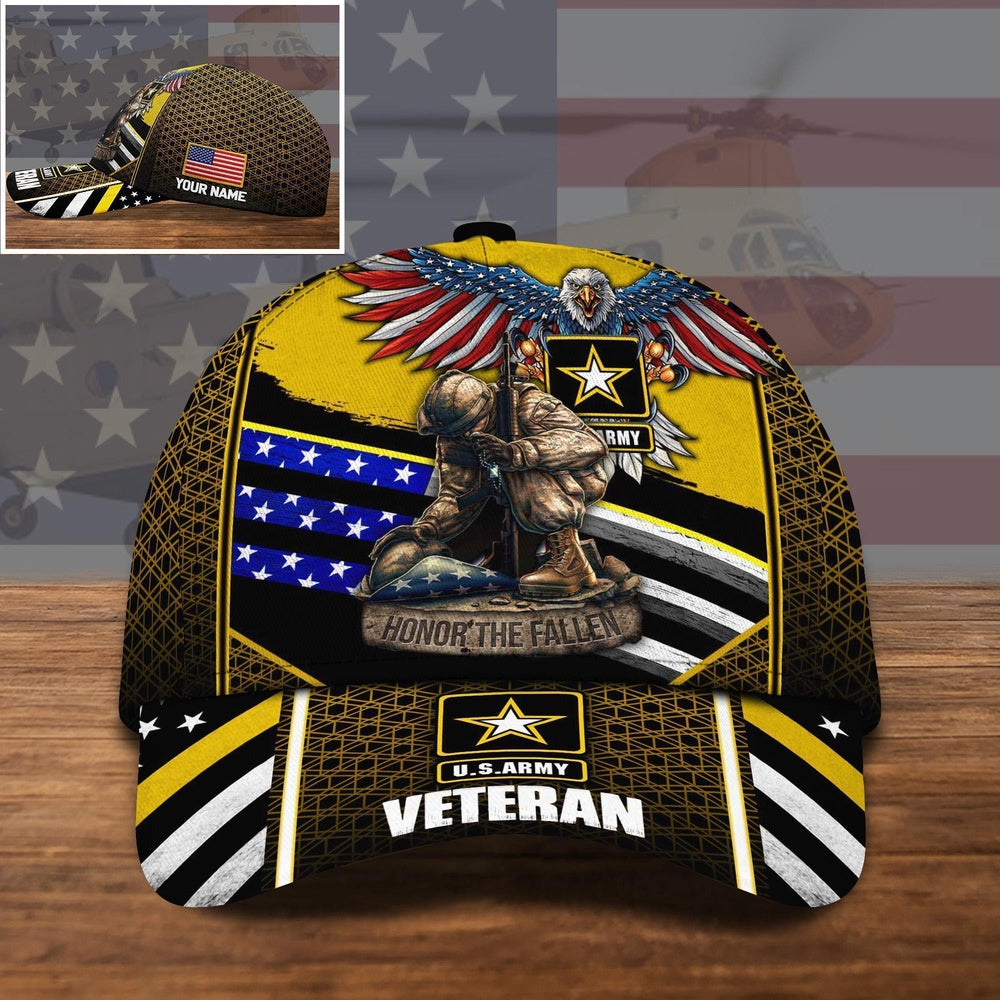 Us Army Baseball Cap, US Army Us Military Veteran Honor The Fallen Cap Custom Name