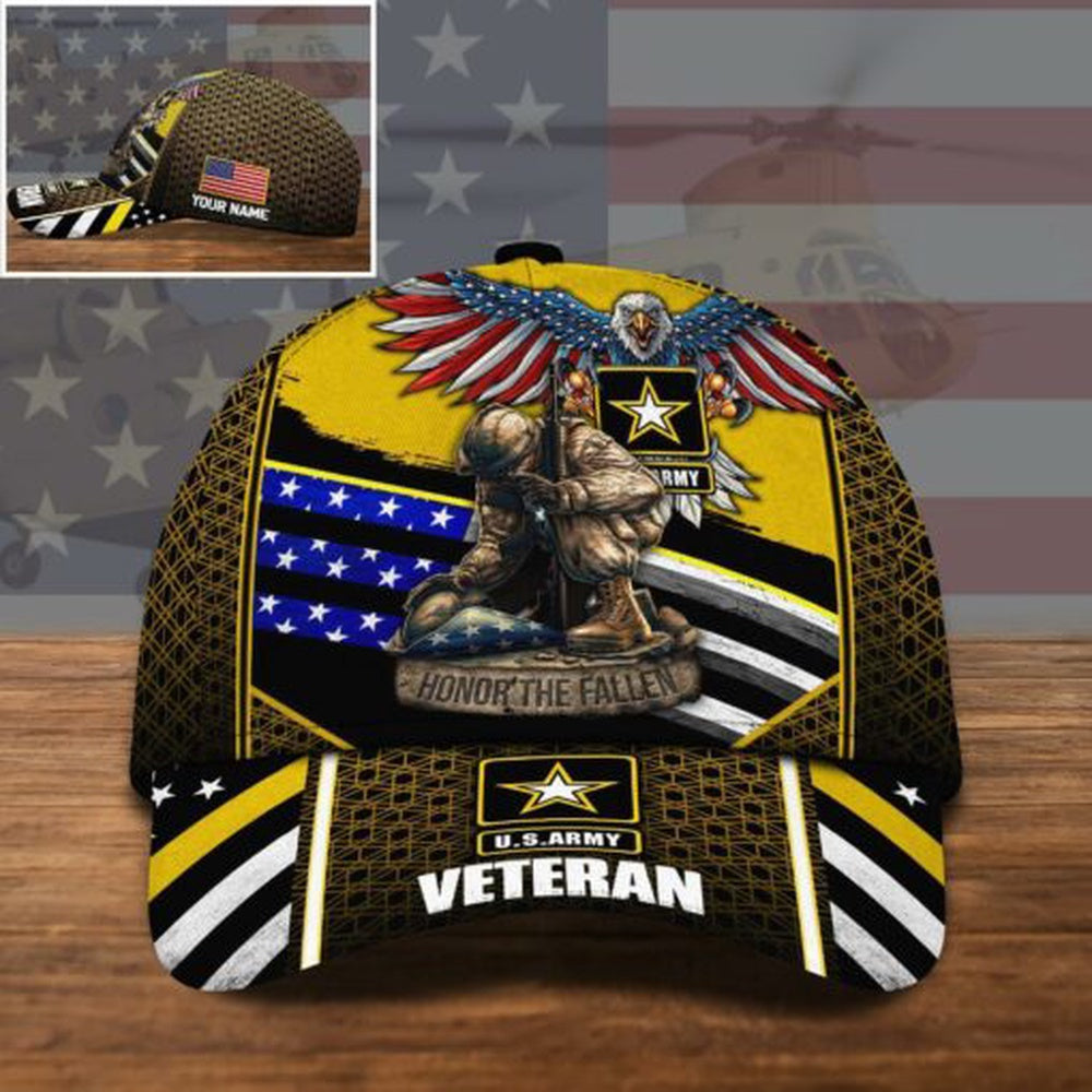 Us Army Baseball Cap, US Army Us Military Veteran Honor The Fallen Cap Custom Name