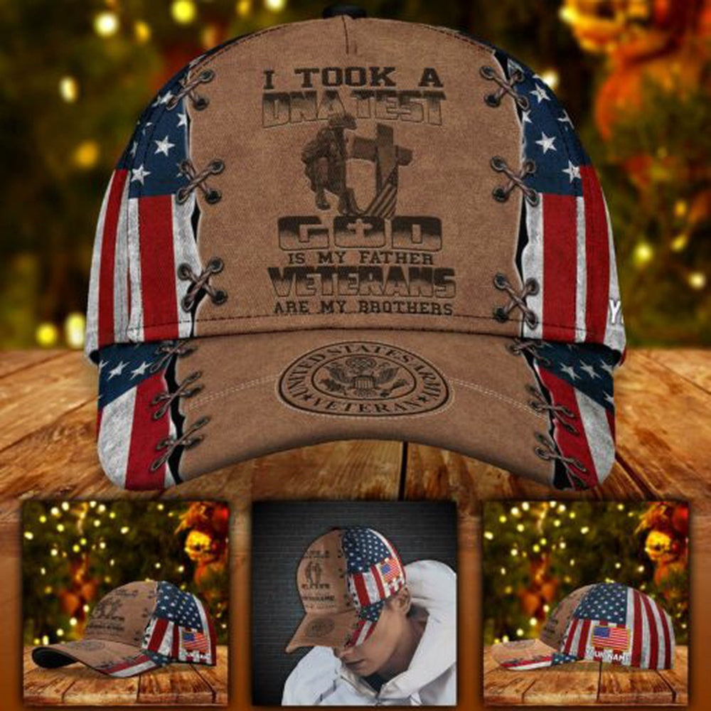 Us Army Baseball Cap, US Army Veteran I Took A DNA Test Cap Custom Your Name