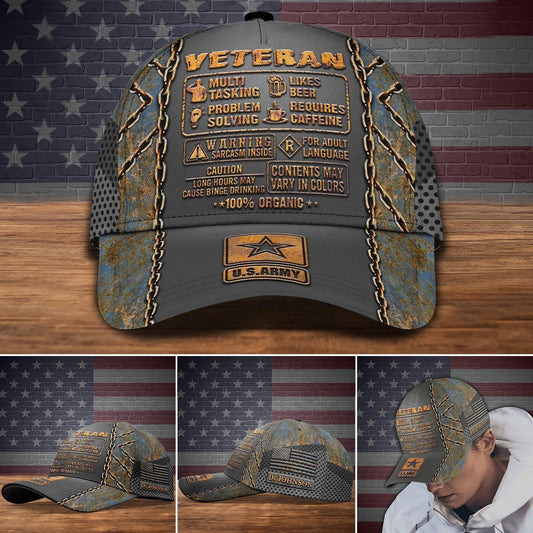 Us Army Baseball Cap, US Army Veteran Knowledge Cap Custom Cap