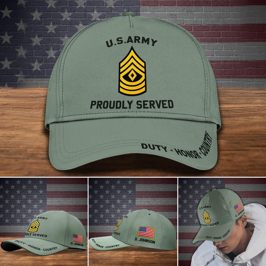 Us Army Baseball Cap, Us Army Proudly Served Duty Honor Country Cap Classic Caps Gifts For Veteran Custom Cap