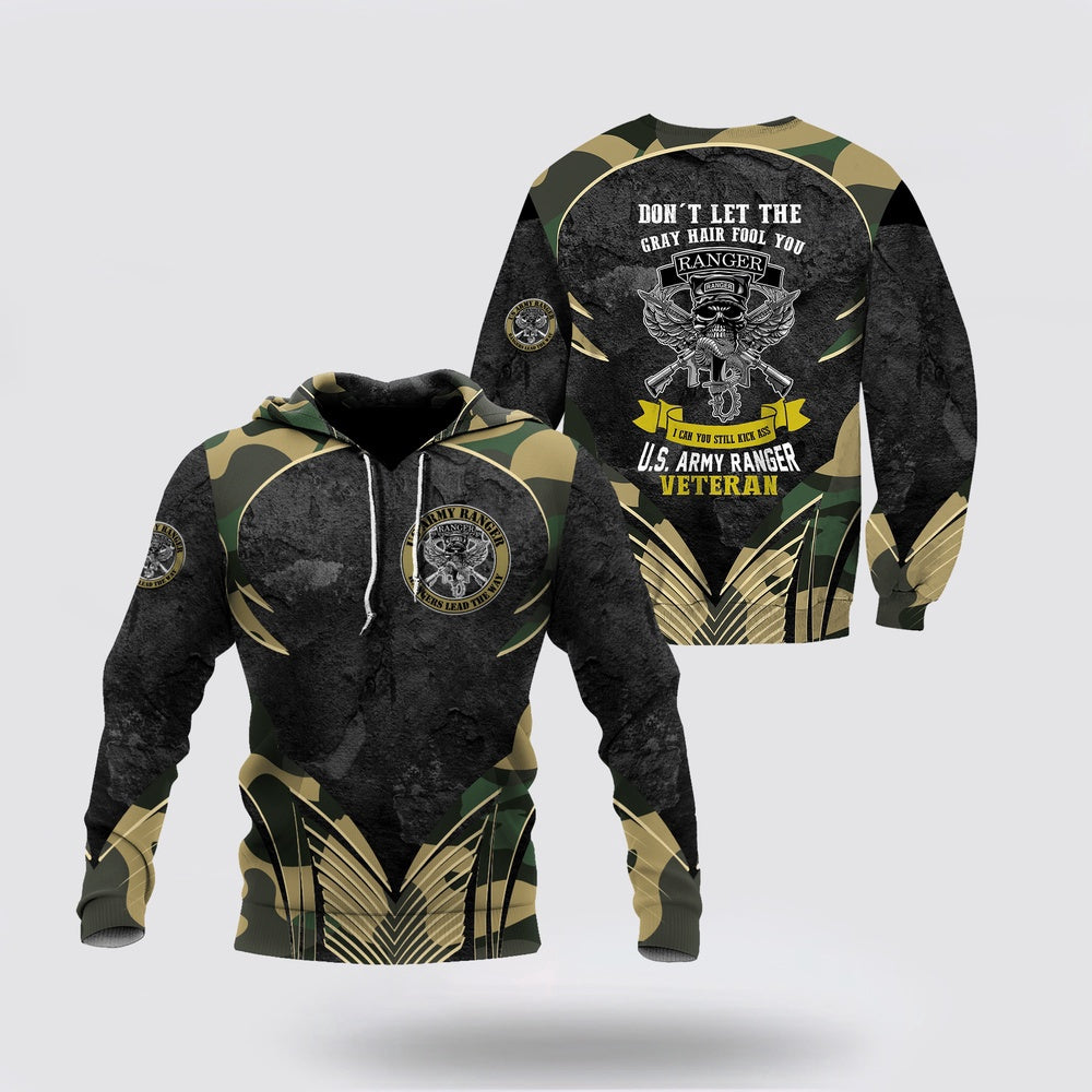 Us Army Hoodie, All Over Printed US Army Ranger Veteran Hoodie
