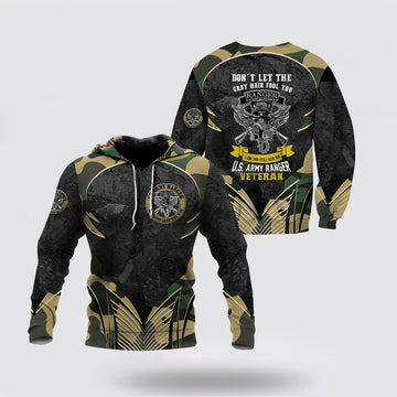 Us Army Hoodie, All Over Printed US Army Ranger Veteran Hoodie
