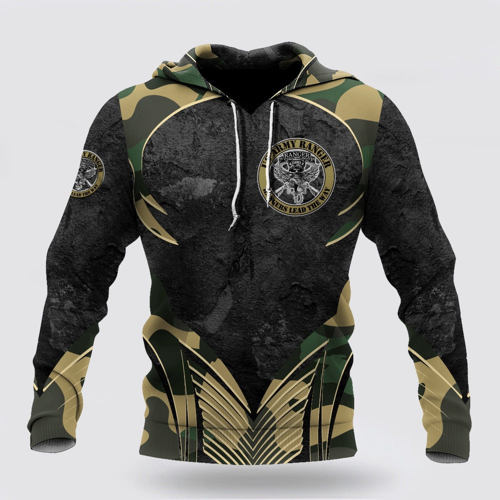 Us Army Hoodie, All Over Printed US Army Ranger Veteran Hoodie