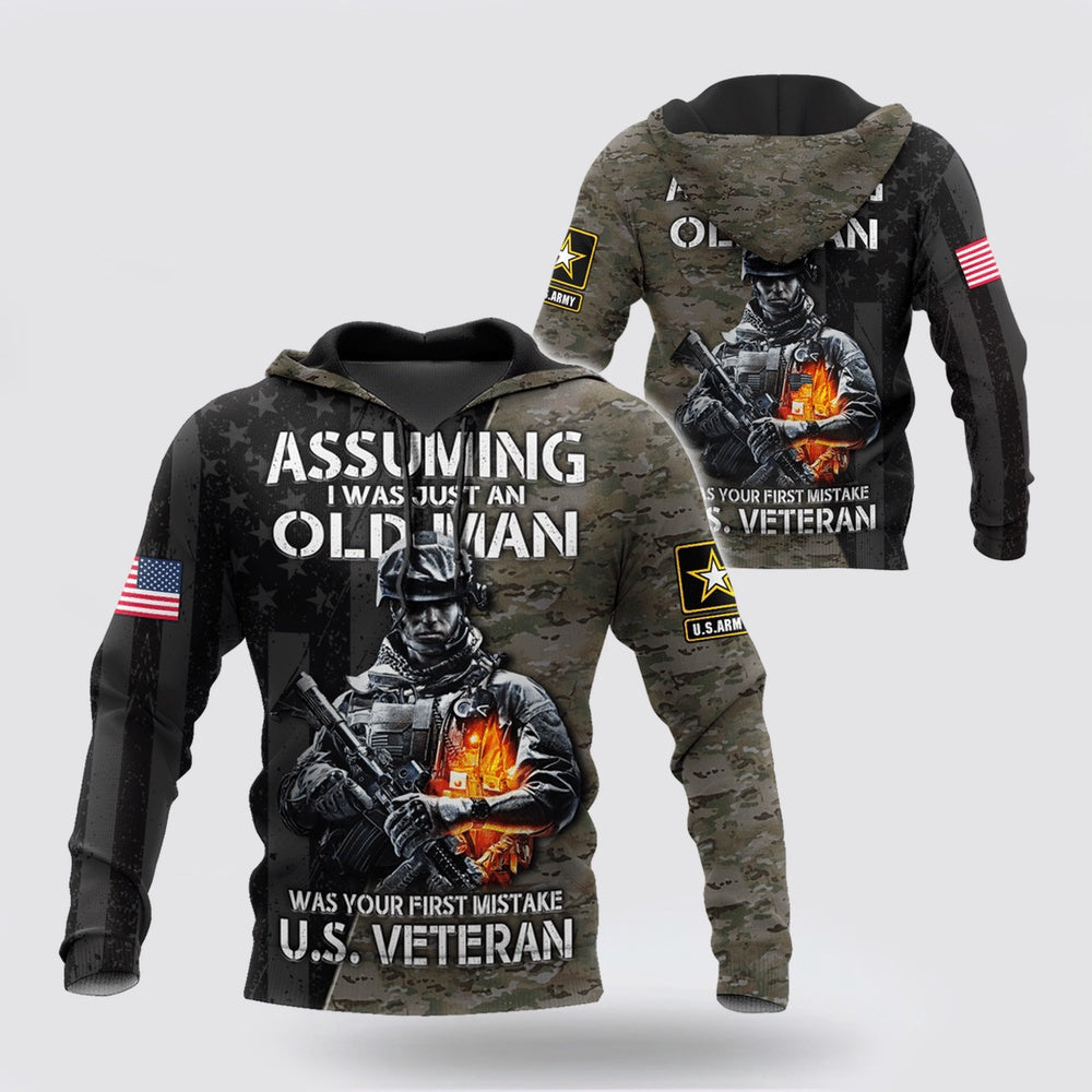 Us Army Hoodie, All Over Printed US Army Veteran Hoodie
