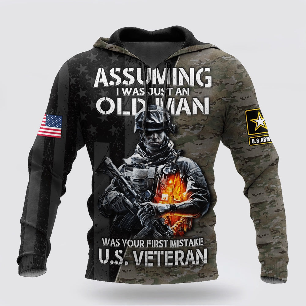 Us Army Hoodie, All Over Printed US Army Veteran Hoodie