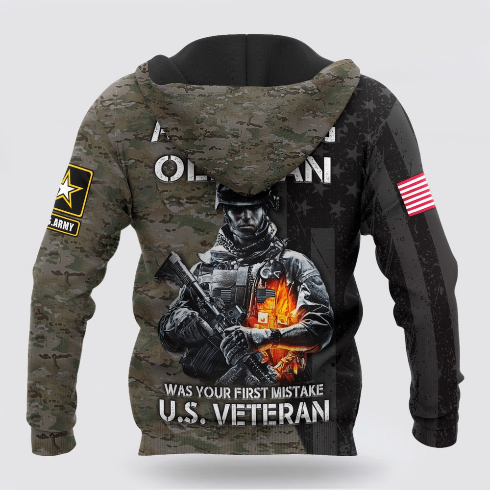 Us Army Hoodie, All Over Printed US Army Veteran Hoodie