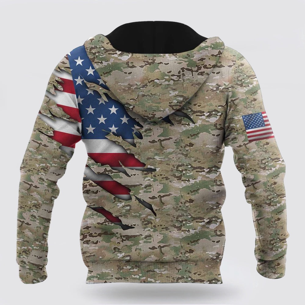 Us Army Hoodie, Flag US All Over Printed Unisex Hoodie