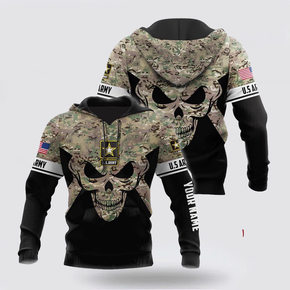 Us Army Hoodie, Soldier Us Army Skull 3D All Over Printed Shirt Hoodie