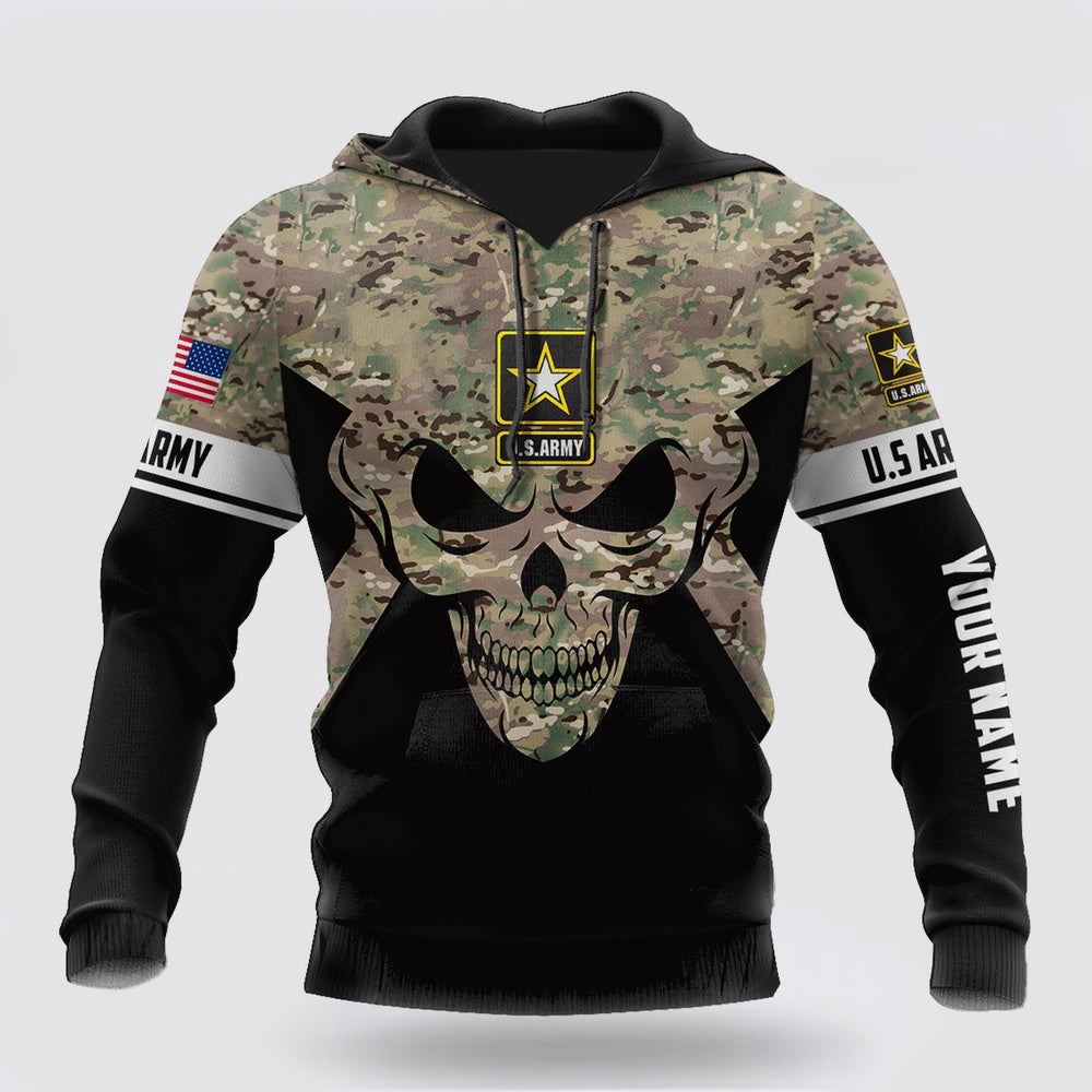 Us Army Hoodie, Soldier Us Army Skull 3D All Over Printed Shirt Hoodie