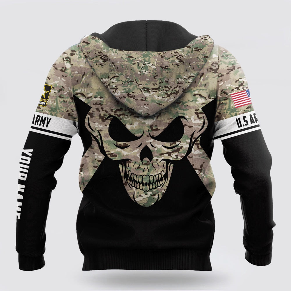 Us Army Hoodie, Soldier Us Army Skull 3D All Over Printed Shirt Hoodie