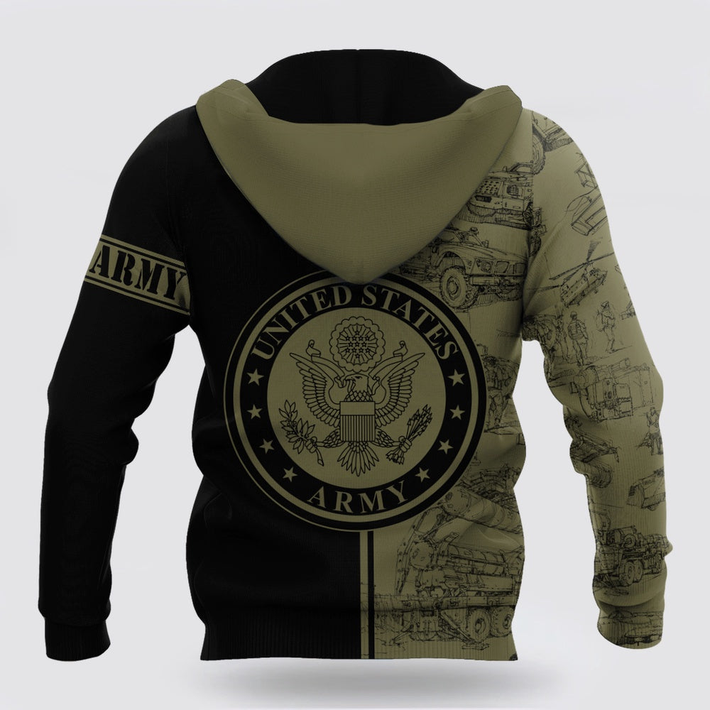 Us Army Hoodie, US Army All Over Printed Unisex Hoodie