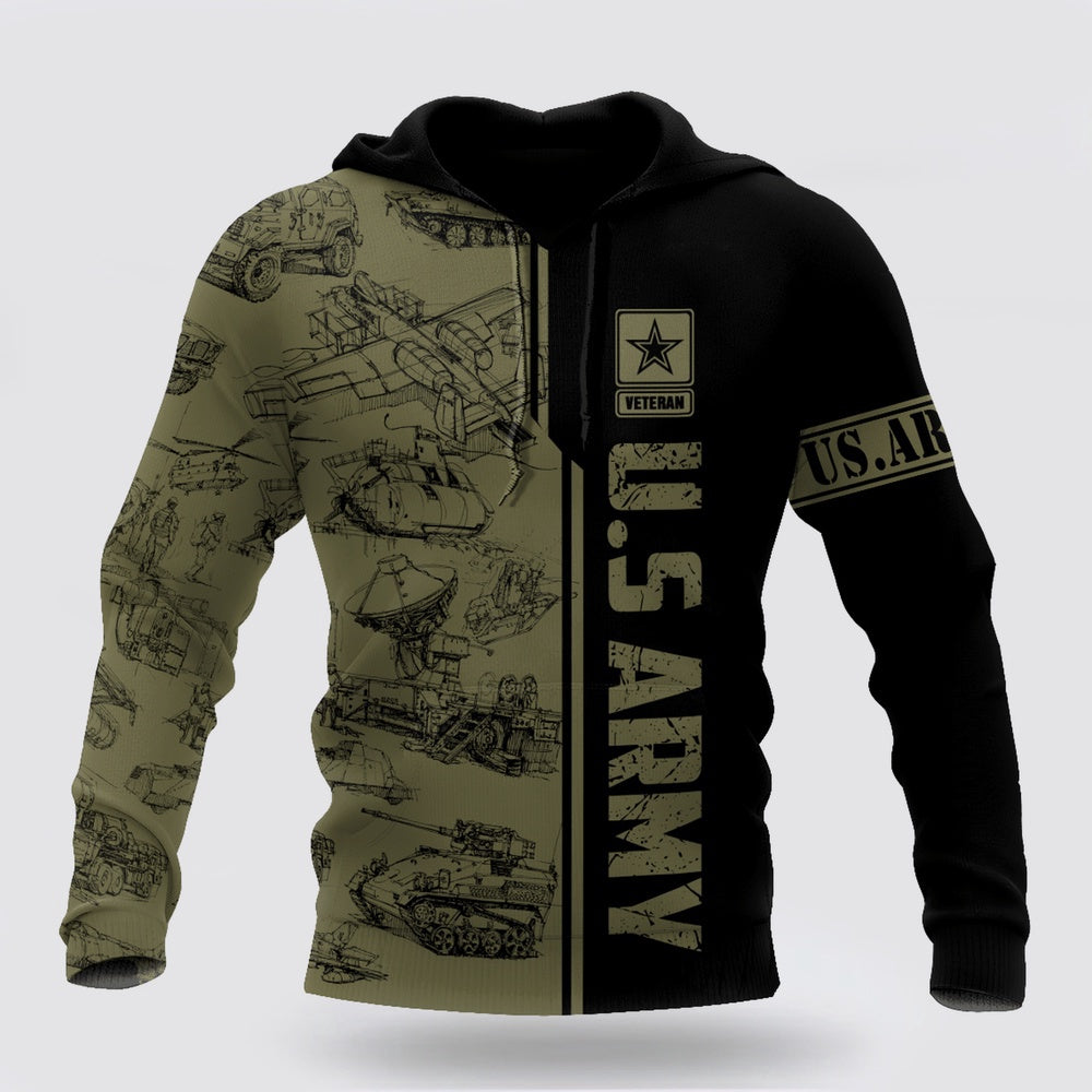 Us Army Hoodie, US Army All Over Printed Unisex Hoodie