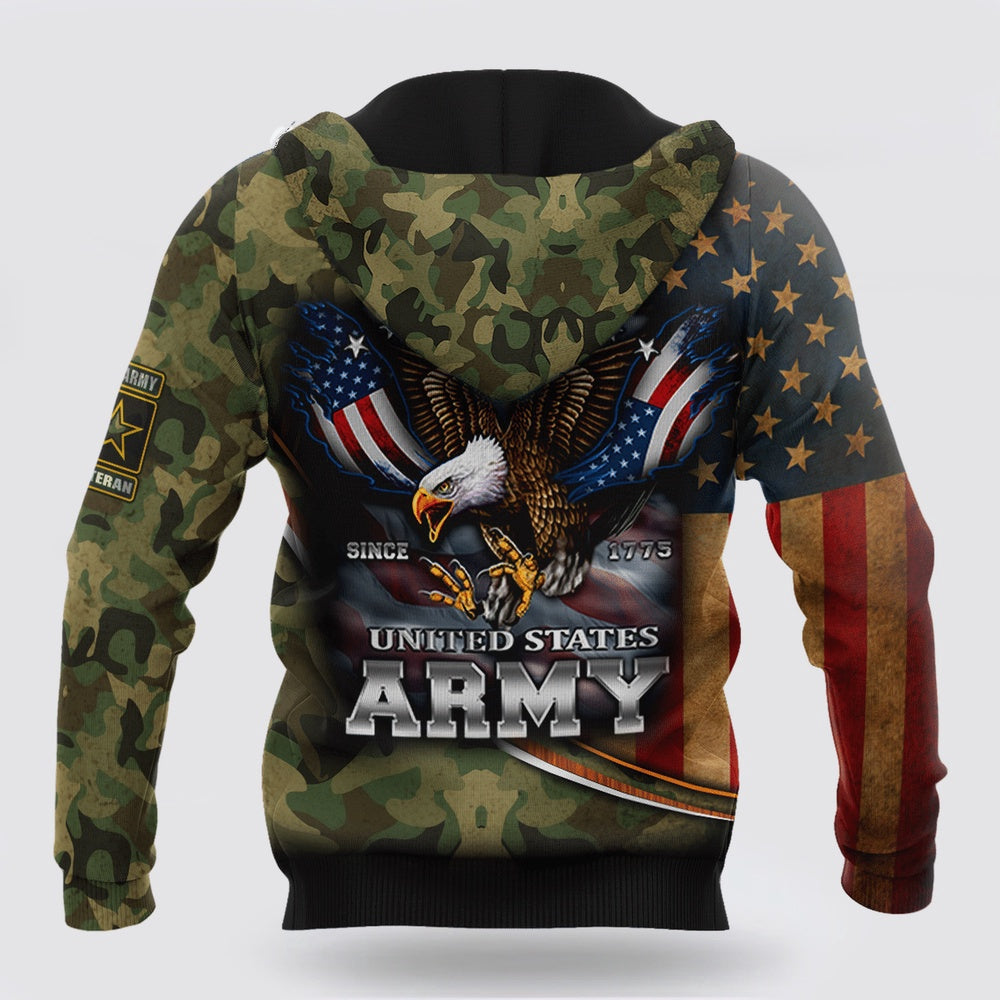 Us Army Hoodie, US Army Hoodie Since Eagle With American Flag Wings Proud Military