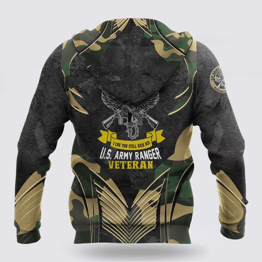 Us Army Hoodie, US Army Ranger Veteran All Over Print 3D Hoodie