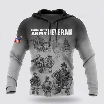 Us Army Hoodie, US Army Veteran All Over Printed Unisex Hoodie