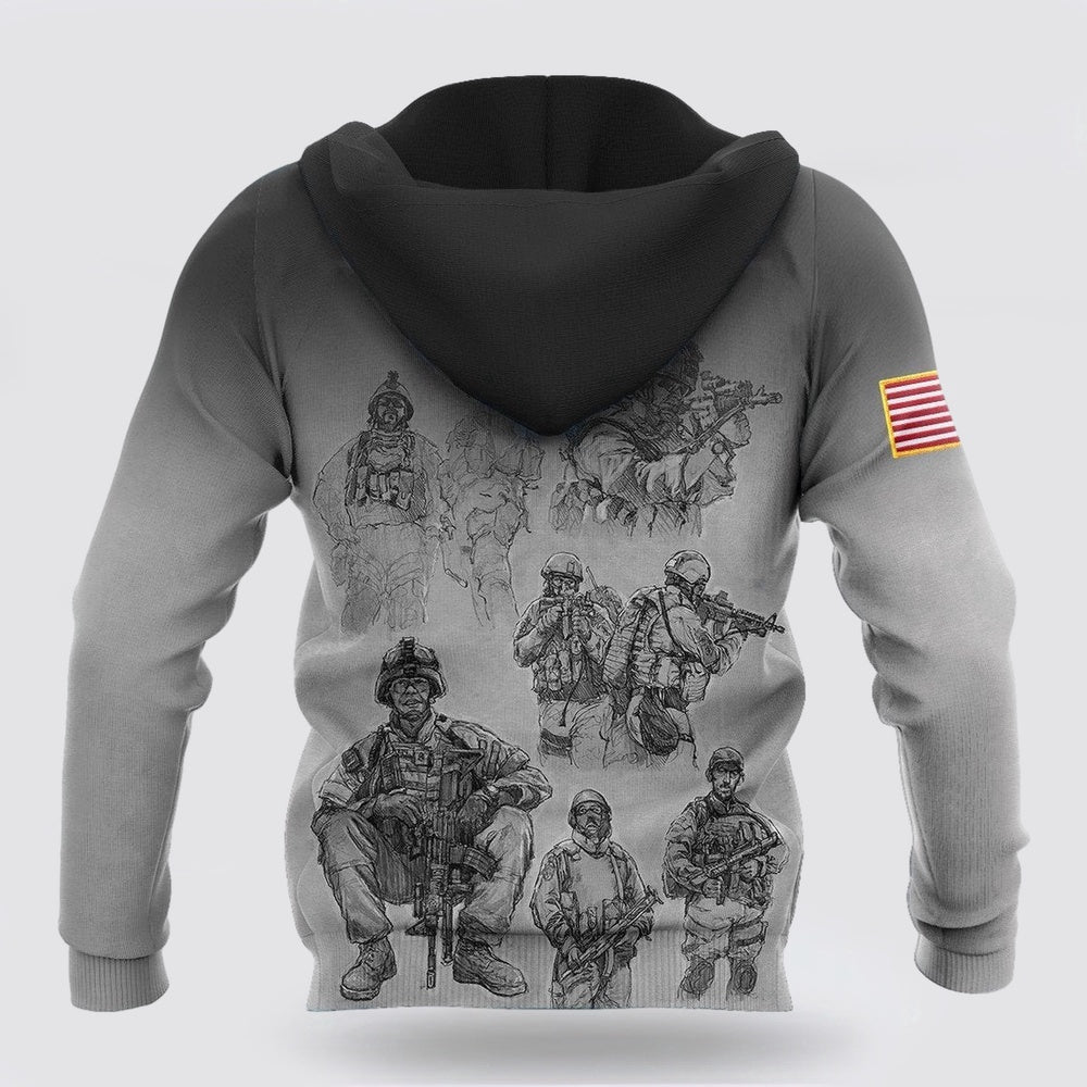Us Army Hoodie, US Army Veteran All Over Printed Unisex Hoodie
