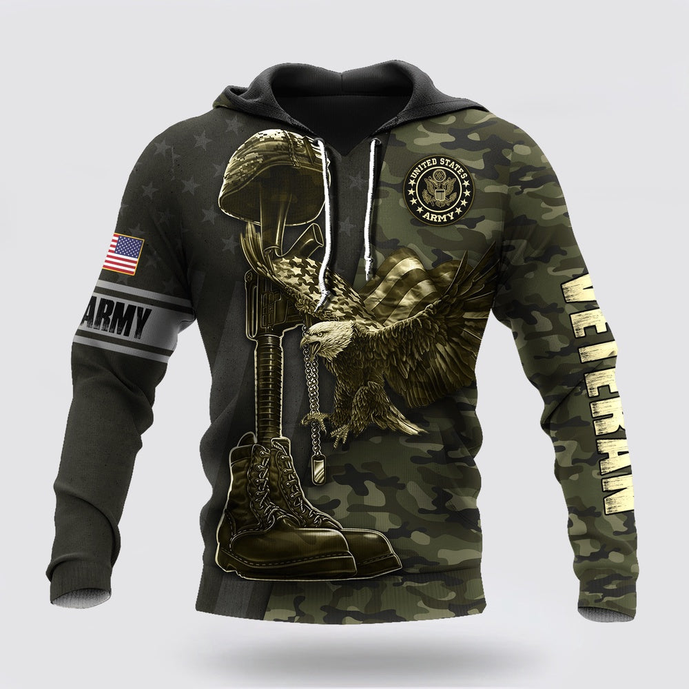 Us Army Hoodie, US Army Veteran American Eagle Unisex Hoodie